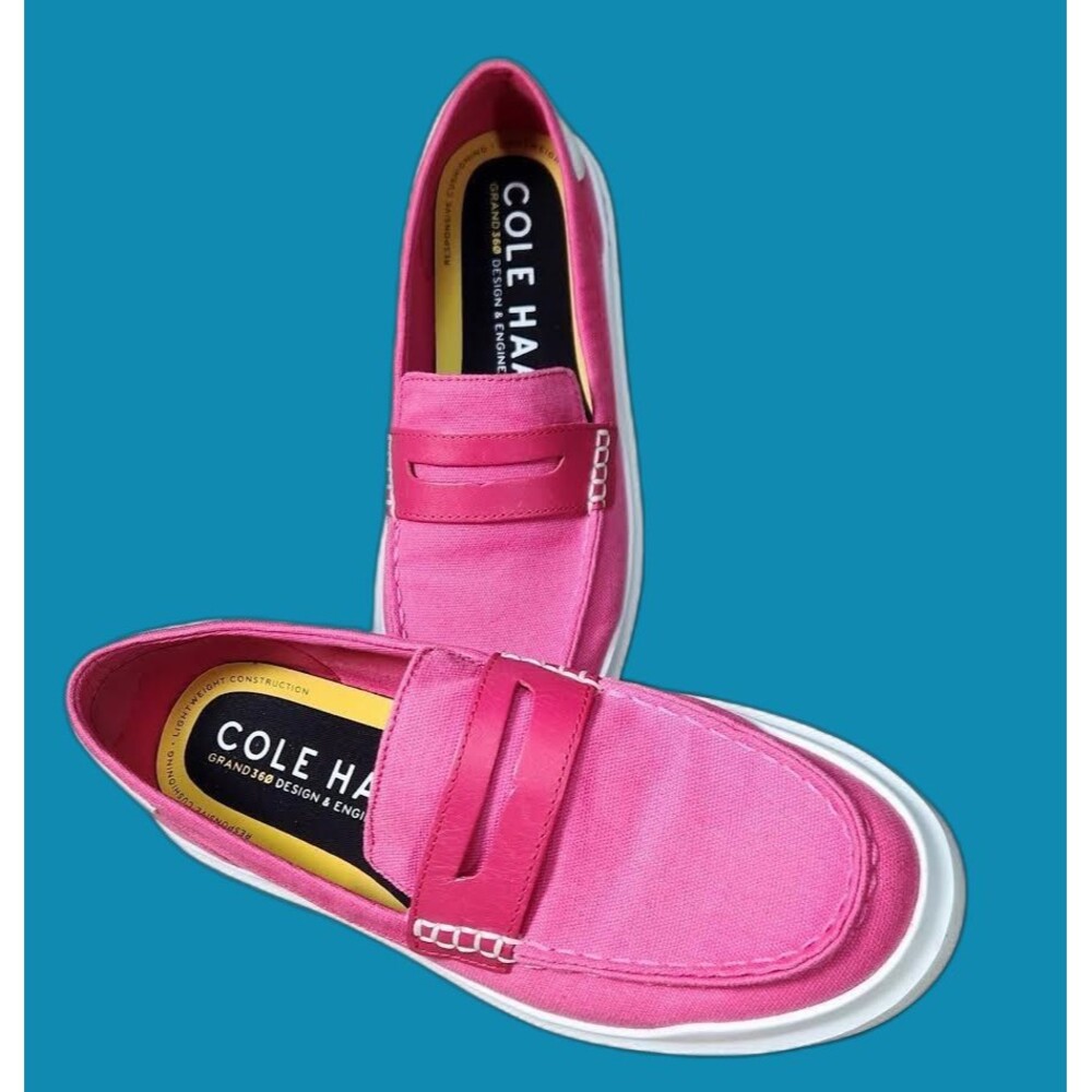 Cole Haan Grand 360 Shoes Women's Size8 B Pink Canvas Loafers Slip On Comfort